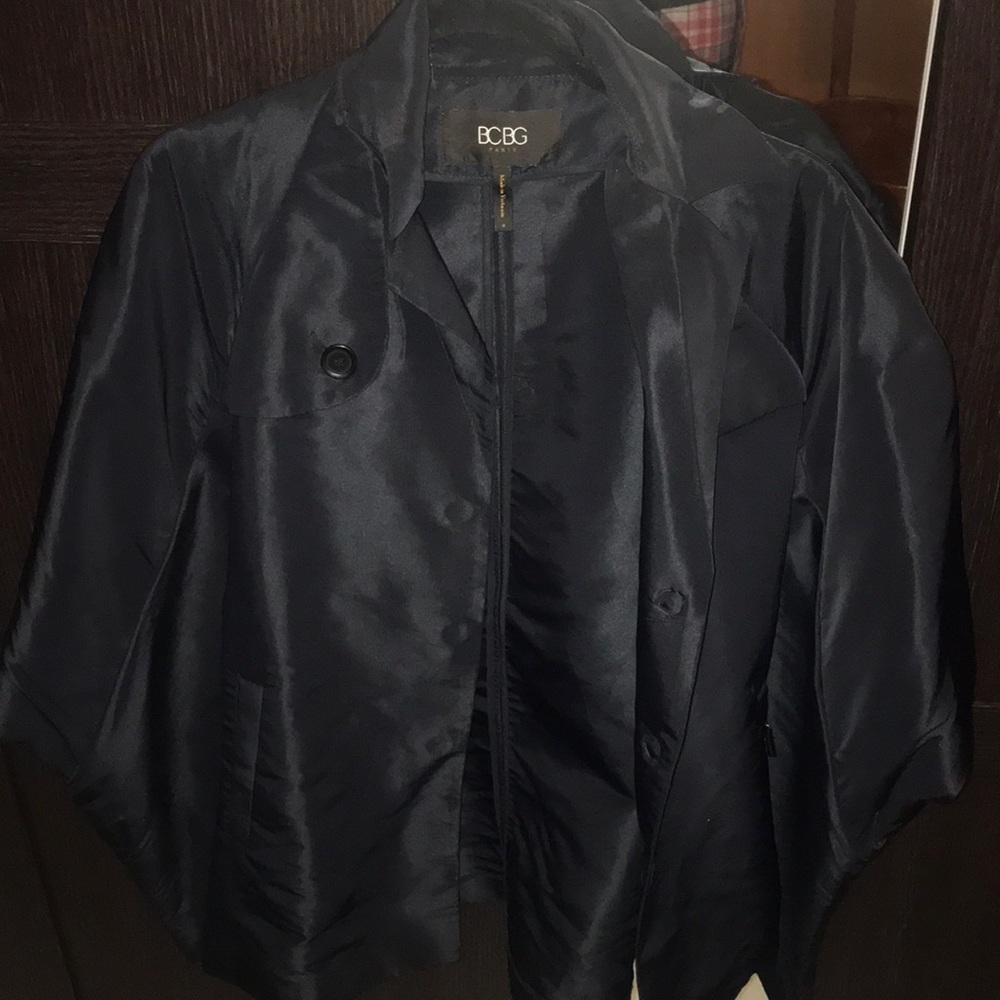 Bcbg dark navy cape coat